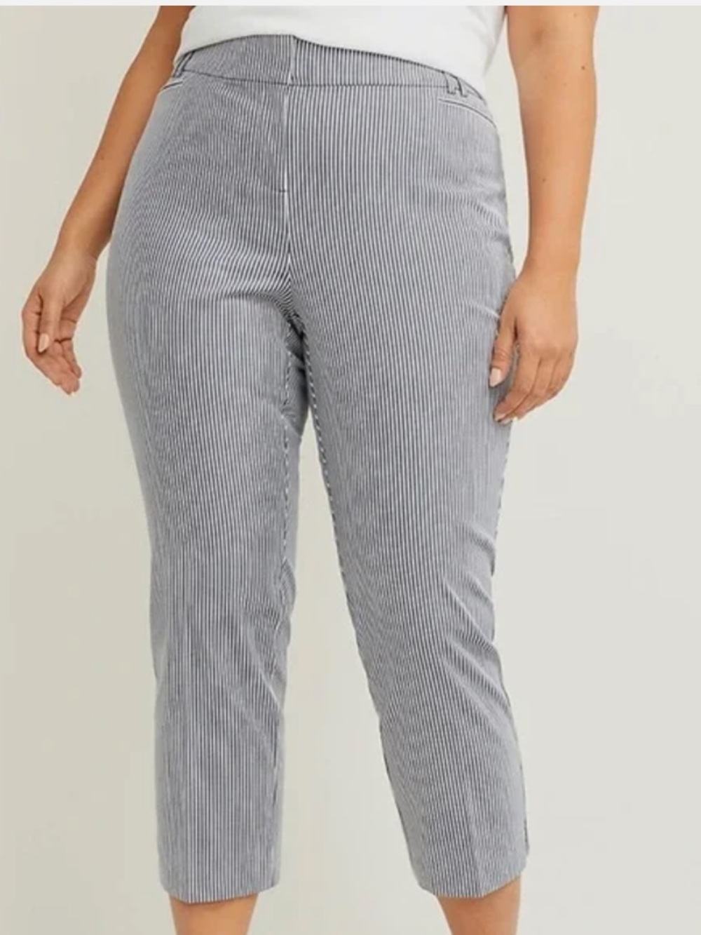 Lane Bryant Pants Ankle Cropped Capri The Allie Navy White Striped